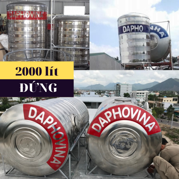 Bồn nước inox 2000 lít đứng Daphovina chất lượng  bán tại Nha trang, Diên khánh , Ninh hòa, Cam ranh, Khánh hòa