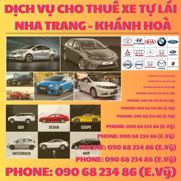 Dịch vụ cho thuê xe tự lái bán tải các dòng xe và thương hiệu xe đời mới 4-7 chỗ ở tại Nha Trang Cam ranh